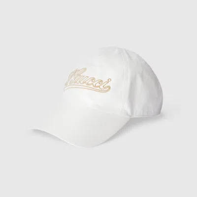 Gucci Cotton Baseball Hat With Embroidery In White