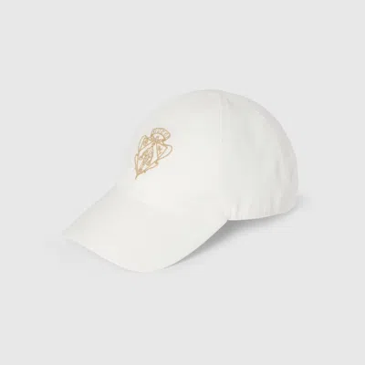 Gucci Cotton Baseball Hat With Embroidery In White