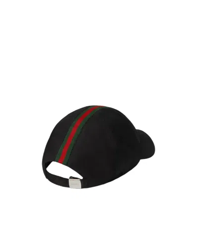 Gucci Cotton Baseball Hat With Web In Black