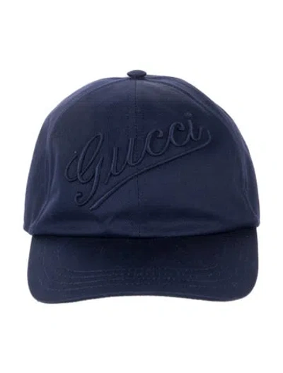 Pre-owned Gucci Cotton Baseball Hat W/tags In Blue