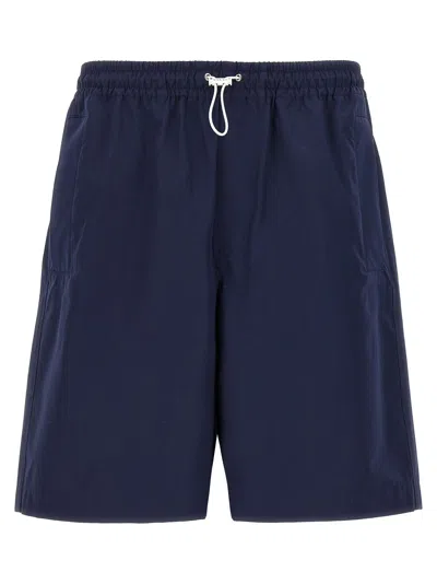 Gucci Men Navy Blue Poplin Bermuda Shorts In Multi