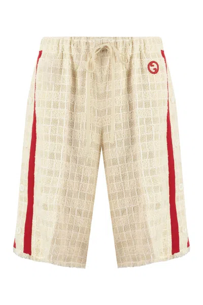Gucci Shorts In Cotton Twill With Patch In Red