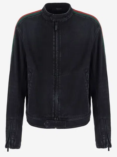 Gucci Cotton Biker Jacket In Blue