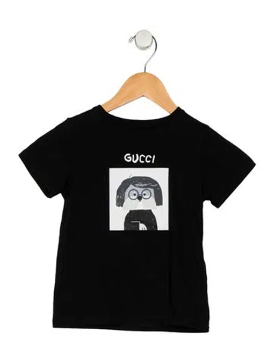 Pre-owned Gucci Babies' Cotton Black Short Sleeve Shirt With Graphic Print On Front
