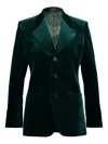 Gucci Velvet Blazer With Regular Fit And Pockets In Green