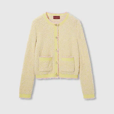 Gucci Cotton Blend Cardigan In Yellow