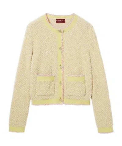 Gucci Cotton Blend Cardigan In Yellow
