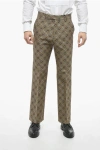 GUCCI COTTON BLEND CHINOS PANTS WITH MONOGRAM MOTIF