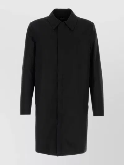 Gucci Cotton Blend Longline Overcoat Point Collar In Black