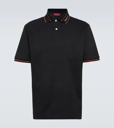 gucci-black-cotton-piquet-polo-shirt-modesens