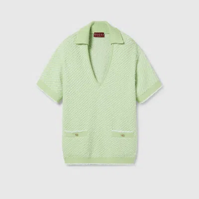 Gucci Cotton Blend Polo Top In Green