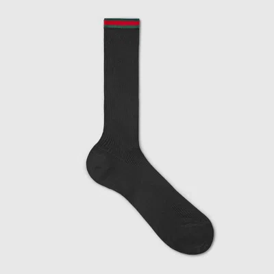 Gucci Cotton Blend Socks With Web In Black