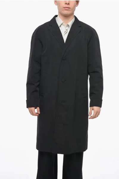 Gucci Single-breasted Poplin Coat In Black