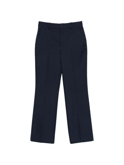 Gucci Cotton Blend Trousers In Blue