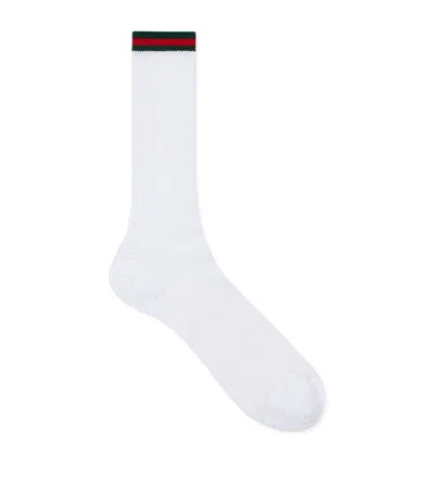 Gucci Cotton-blend Web Stripe Socks In White
