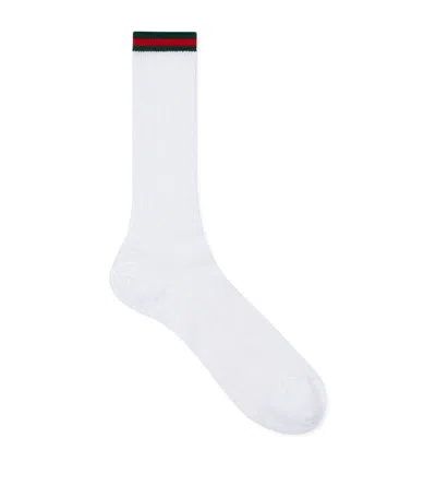 Gucci Cotton Blend Socks With Web In White