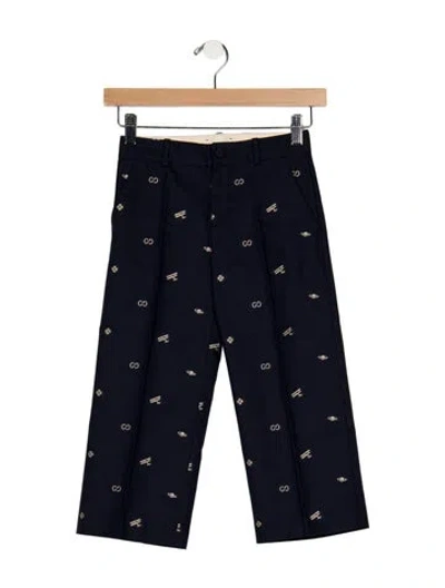 Pre-owned Gucci Babies' Cotton Blue And Multicolor Patterned Pants With Button And Zip Closure