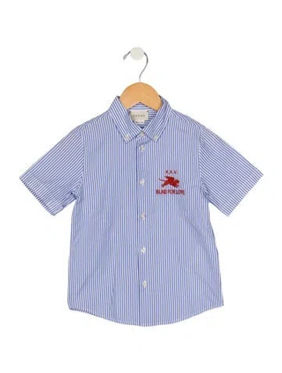 Pre-owned Gucci Babies' Cotton Blue And White Patterned Casual Short Sleeve Shirt With Button Closure