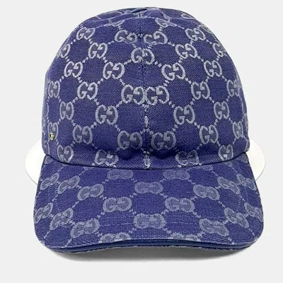 Pre-owned Gucci Cotton Blue Cap