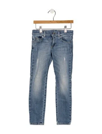 Pre-owned Gucci Babies' Cotton Blue Denim Jeans With Button And Zip Closure