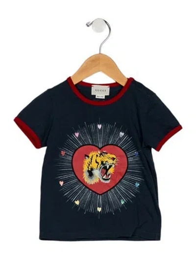 Pre-owned Gucci Babies' Cotton Blue Graphic Casual Short Sleeve T-shirt