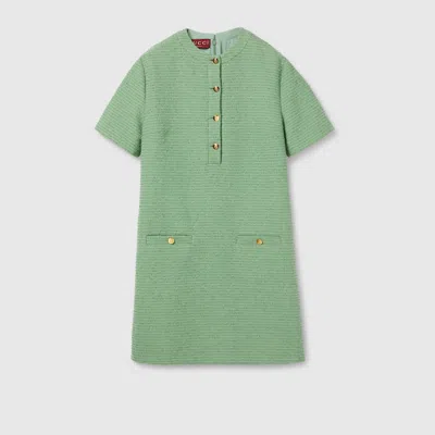 Gucci Cotton Bouclé Mini Dress In Green