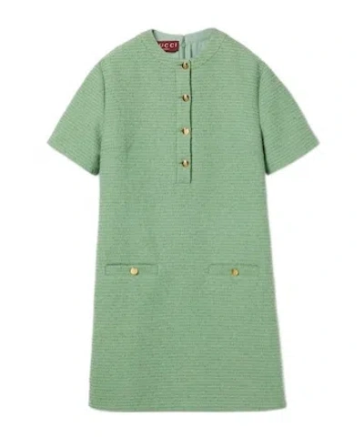 Gucci Cotton Bouclé Mini Dress In Green