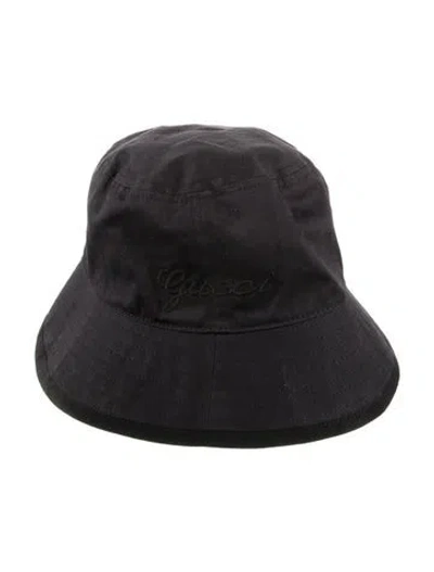 Pre-owned Gucci Cotton Bucket Hat In Black