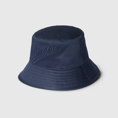 Gucci Cotton Bucket Hat In Blue