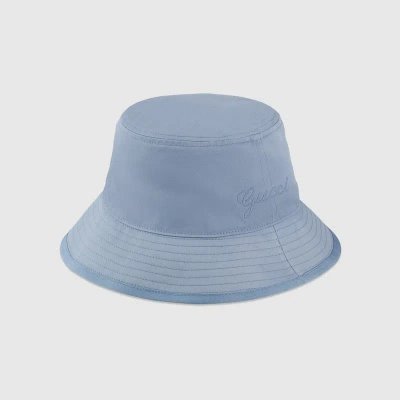 Gucci Cotton Bucket Hat With Embroidery In Blue