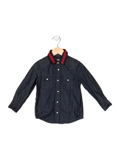 Pre-owned Gucci Babies' Cotton Button-up Shirt In Blue