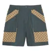 Gucci Cotton Canvas Bermuda Short With Gg Inserts In Gray