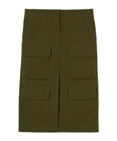 Gucci Cotton Canvas Skirt With Embroidery In Green