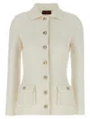 Gucci White Stretch Crochet Blazer In Neutral