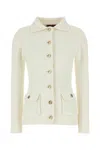 Gucci White Stretch Crochet Blazer In Neutral