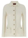 Gucci White Stretch Crochet Blazer In Neutral