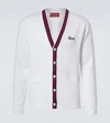 Gucci Gg-embroidered Web-stripe Cotton Cardigan In White