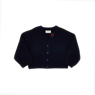 Gucci Kids' Cotton Cardigan With Web Detail In Black