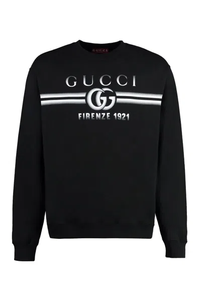 Gucci Cotton Crew-neck Sweatshirt In Black