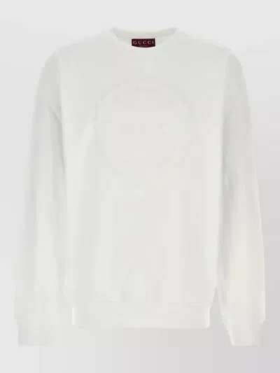 Gucci Cotton Crew Neck Sweatshirt Long Sleeves In White