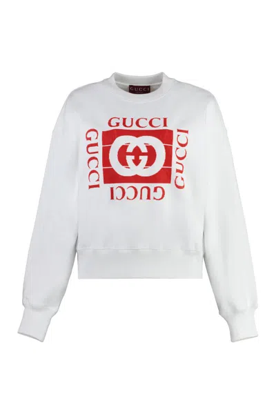 Gucci Cotton Crew-neck Sweatshirt In White