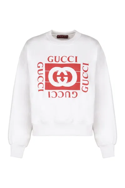 Gucci Cotton Crew-neck Sweatshirt In White