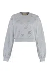 Gucci Gg Cotton Jersey Crop Sweatshirt In Grey