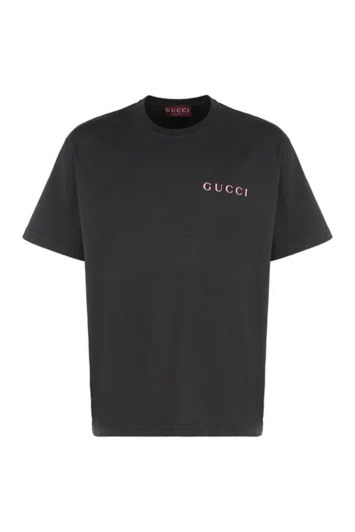 Gucci Cotton Crew-neck T-shirt In Black