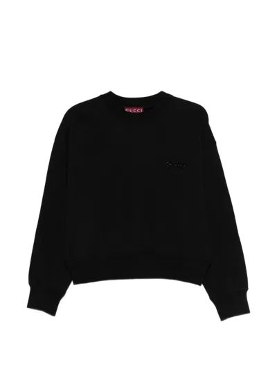 Gucci Embellished Long-sleeved Sweater In Black