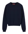 Gucci Cotton Crewneck Top With Gg Argyle In Navy Blue