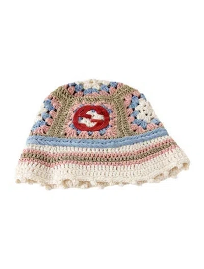 Pre-owned Gucci Cotton Crocheted Bucket Hat In Pink