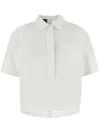 Gucci Women White Crop Shirt With Embossed Logo Collar In Cotton Poplin Woman In White