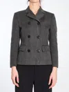 Gucci Womens Canvas Double-breasted Slim-fit Cotton Blazer Black Grey In Grey
