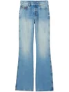 Gucci Cotton Denim Flare Pants With Bleached Effect In Blue
